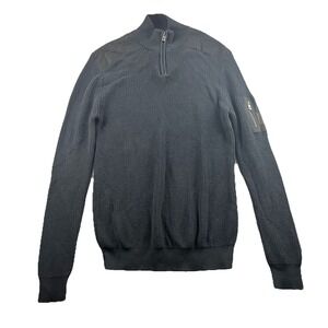 ZIMEGO Pullover Quarter Zip Mock Neck Polo Black Ribbed Sweater Mens Size XL NWT